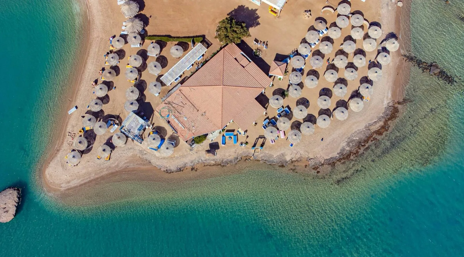 Private beach seen from above