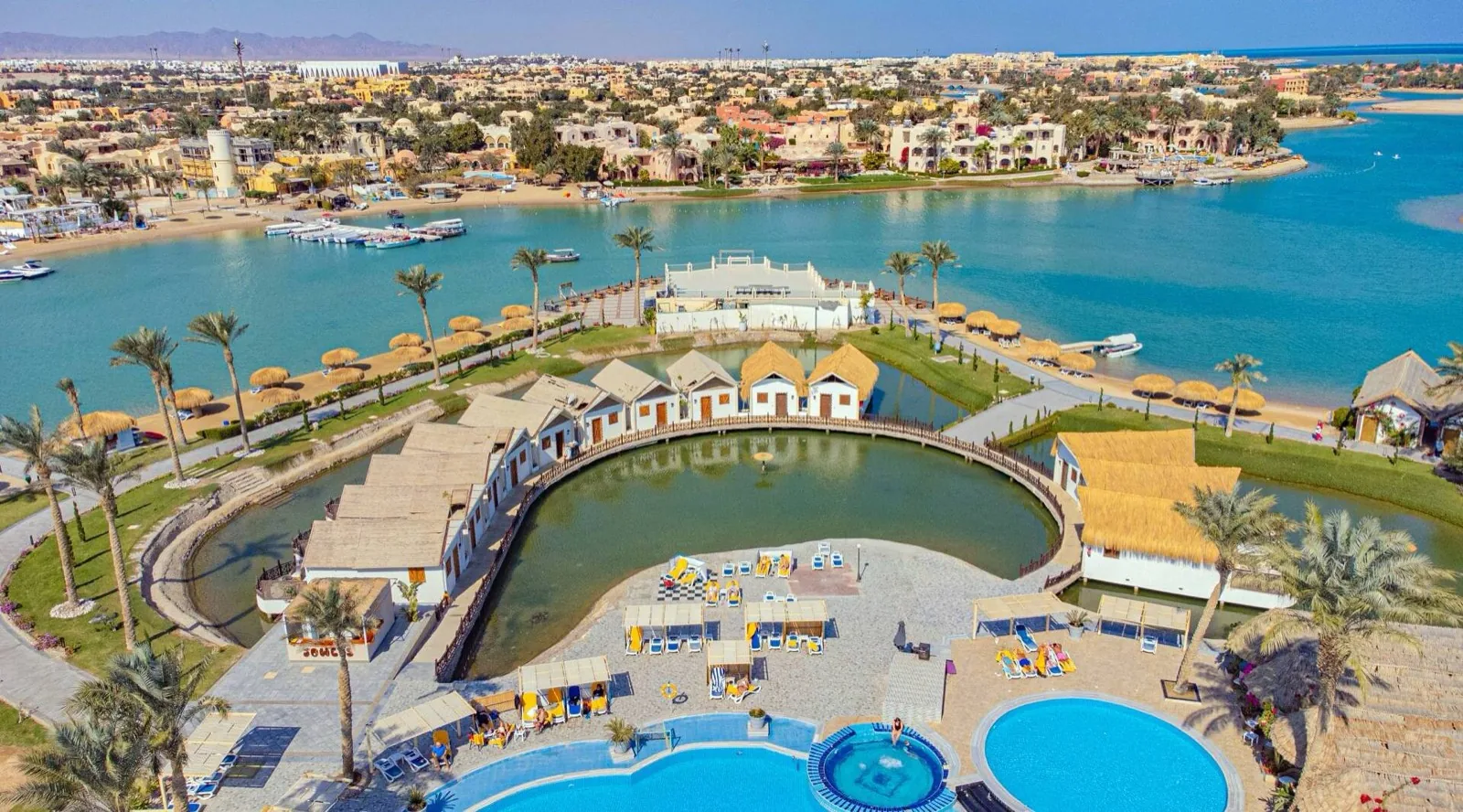 Panorama Bungalows lagoon bungalows seen from above